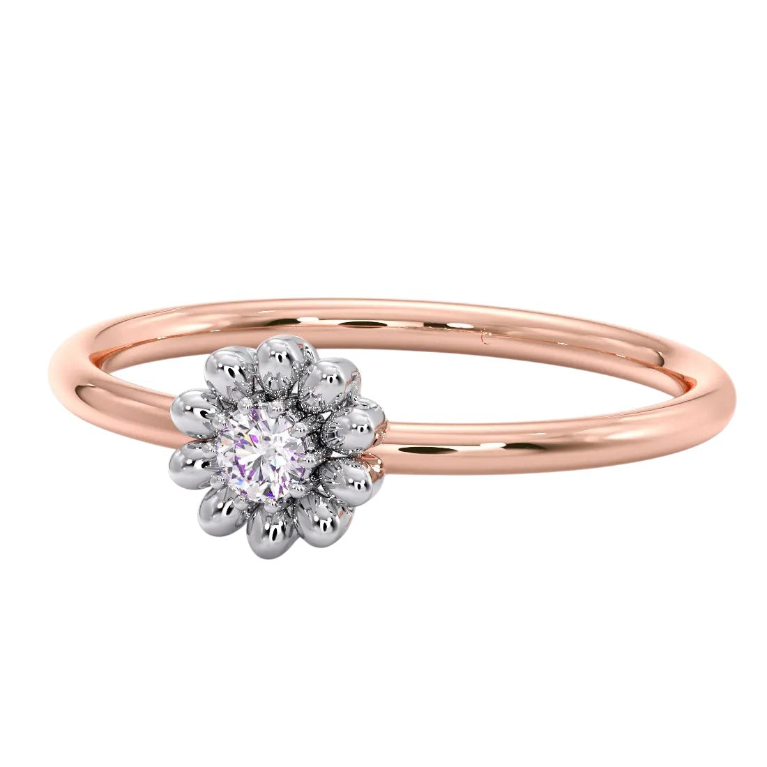 Floral 925 Sterling Silver Rose Gold Plated CZ Stone Light Weight Ring For Women By Kesardeep Impex